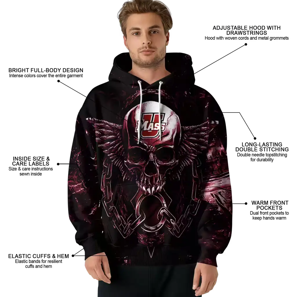 umass minutemen skull artwork red black hoodie latest model umass minutemen skull artwork red black hoodie latest model
