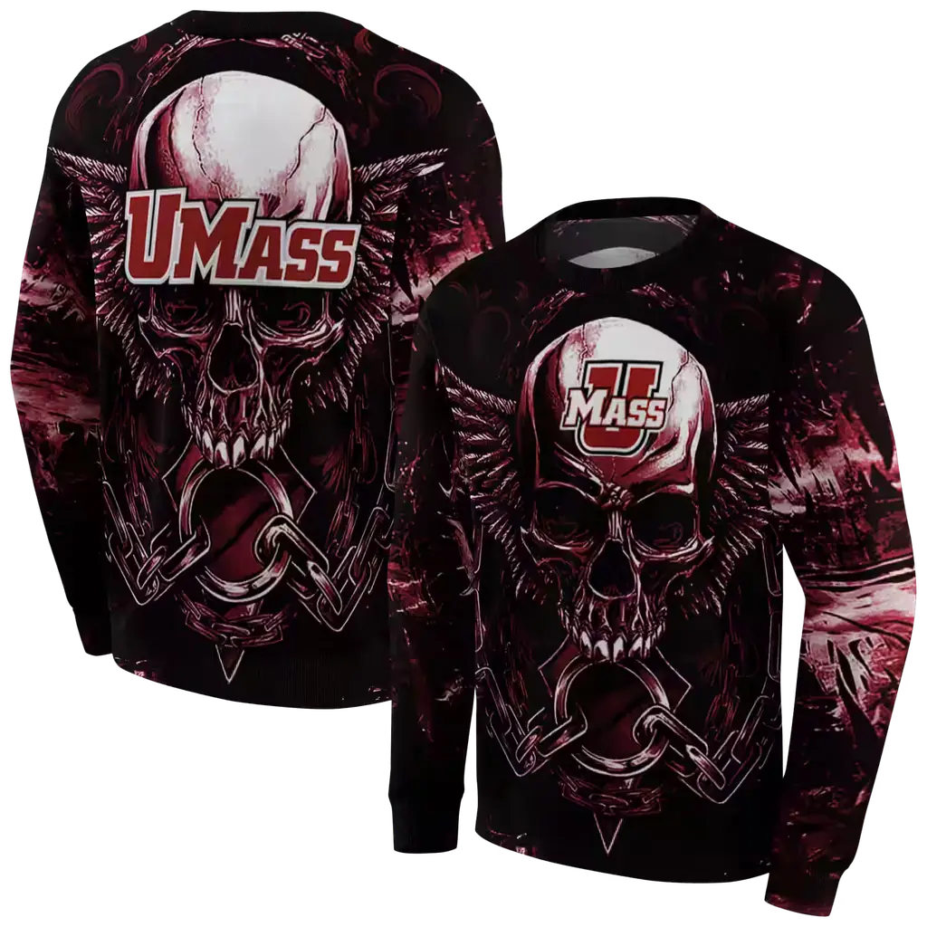 umass minutemen skull artwork red black hoodie premium grade umass minutemen skull artwork red black hoodie premium grade