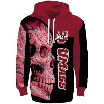 umass minutemen skull motif red black hoodie best selling