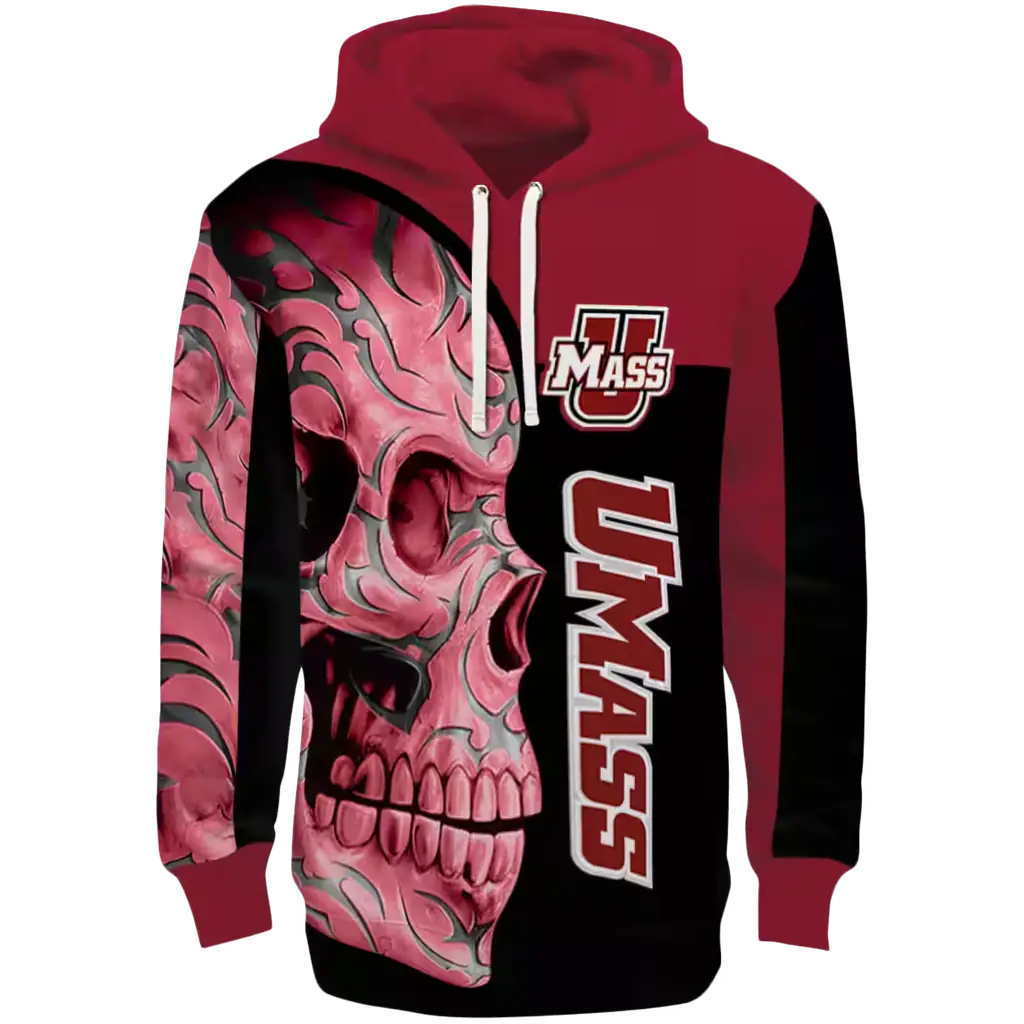 umass minutemen skull motif red black hoodie best selling umass minutemen skull motif red black hoodie best selling