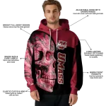 umass minutemen skull motif red black hoodie best selling