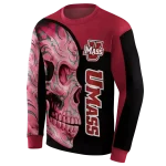 umass minutemen skull motif red black hoodie best selling