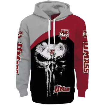 umass minutemen skull punisher grey black hoodie best selling
