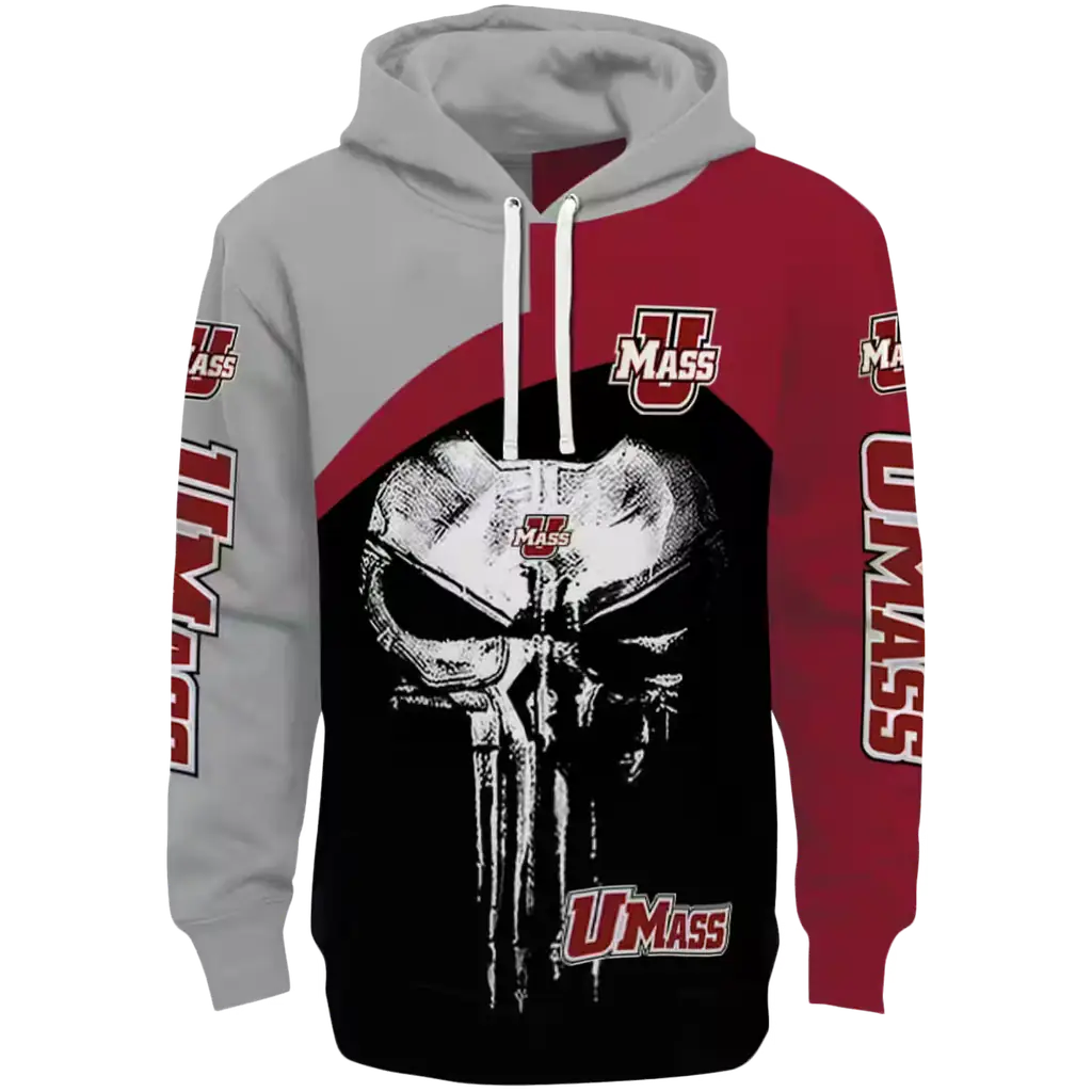 umass minutemen skull punisher grey black hoodie best selling umass minutemen skull punisher grey black hoodie best selling