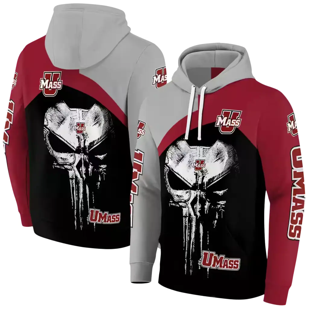 umass minutemen skull punisher grey black hoodie fashion forward umass minutemen skull punisher grey black hoodie fashion forward