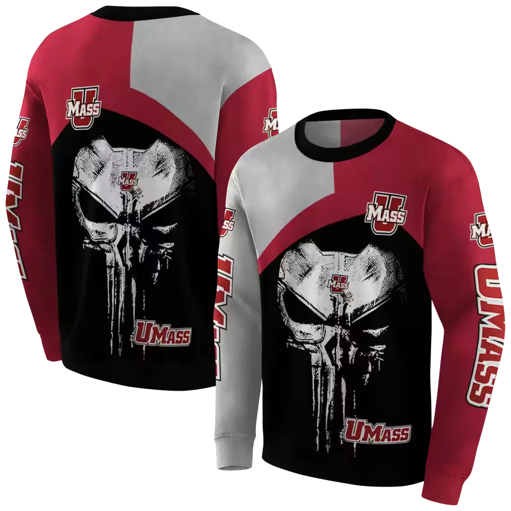 umass minutemen skull punisher grey black hoodie premium grade umass minutemen skull punisher grey black hoodie premium grade