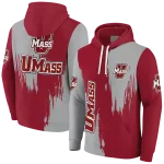 umass minutemen splatter effect red hoodie best selling