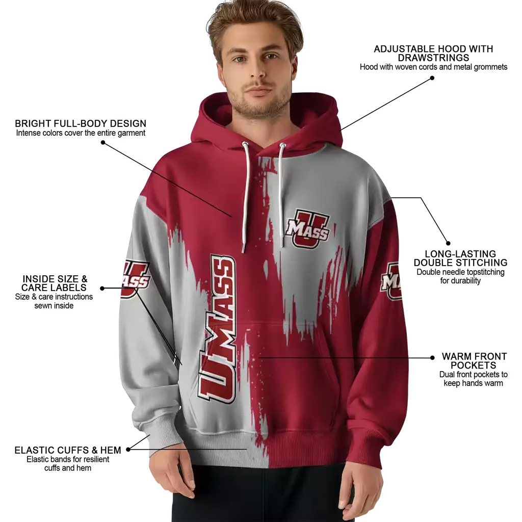 umass minutemen splatter effect red hoodie latest model umass minutemen splatter effect red hoodie latest model