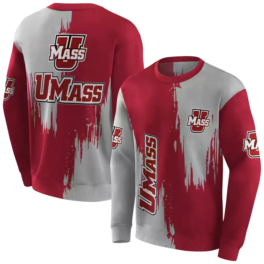 umass minutemen splatter effect red hoodie premium grade umass minutemen splatter effect red hoodie premium grade