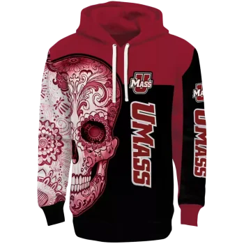 umass minutemen sugar skull red black hoodie best selling