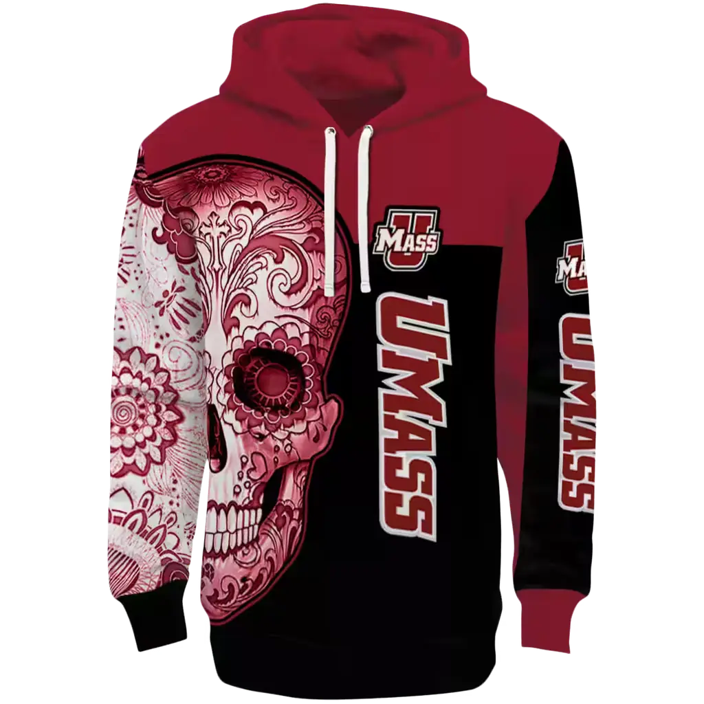 umass minutemen sugar skull red black hoodie best selling umass minutemen sugar skull red black hoodie best selling