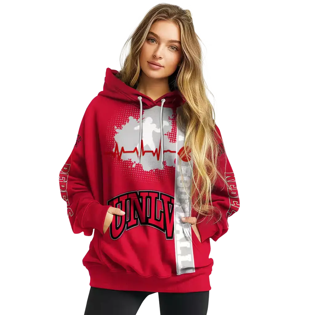 unlv rebels football heartbeat red hoodie high quality unlv rebels football heartbeat red hoodie high quality