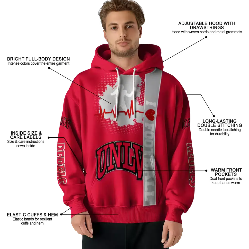 unlv rebels football heartbeat red hoodie latest model unlv rebels football heartbeat red hoodie latest model