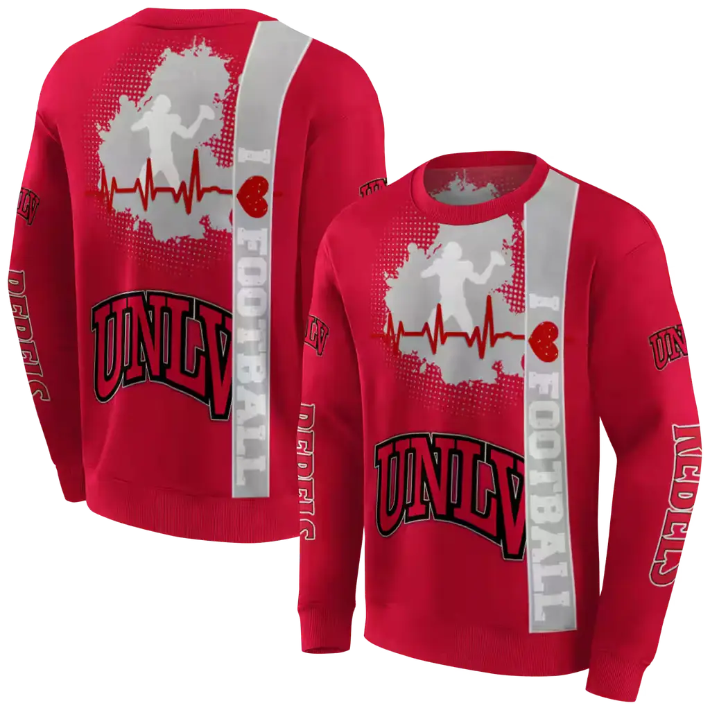 unlv rebels football heartbeat red hoodie premium grade unlv rebels football heartbeat red hoodie premium grade