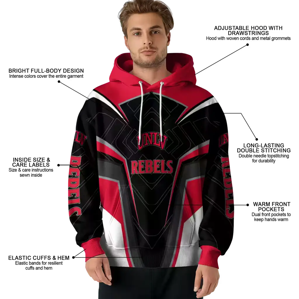 unlv rebels futuristic pattern red black hoodie latest model unlv rebels futuristic pattern red black hoodie latest model