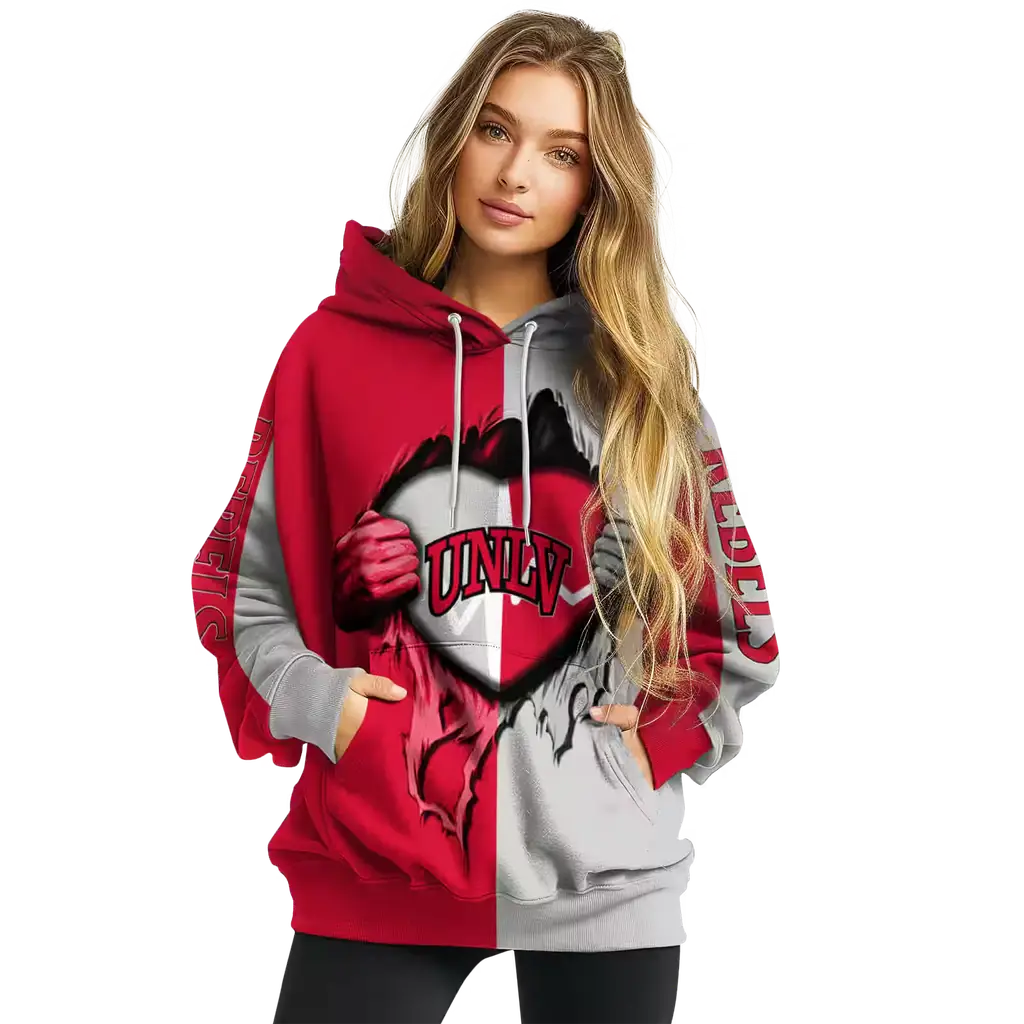 unlv rebels heartbeat graphic red hoodie high quality unlv rebels heartbeat graphic red hoodie high quality