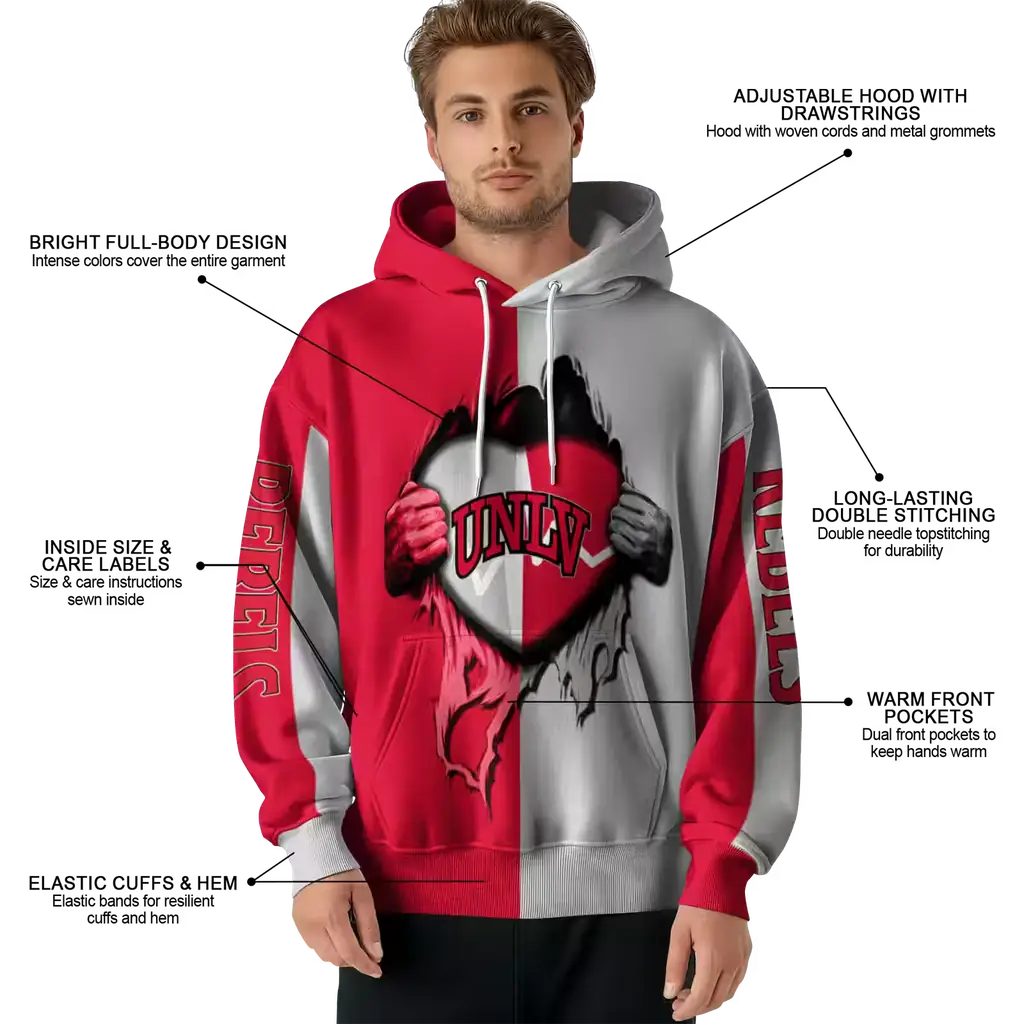unlv rebels heartbeat graphic red hoodie latest model unlv rebels heartbeat graphic red hoodie latest model