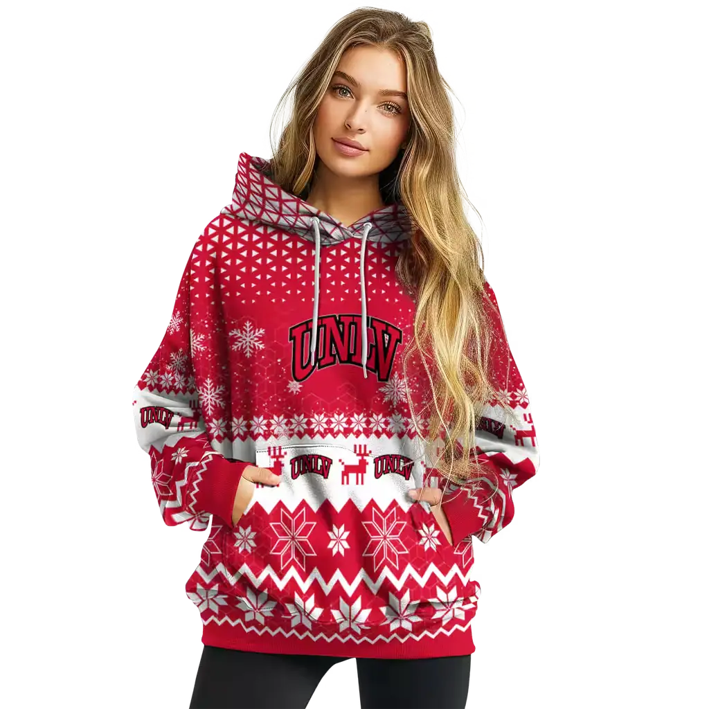 unlv rebels reindeer motif red hoodie high quality unlv rebels reindeer motif red hoodie high quality