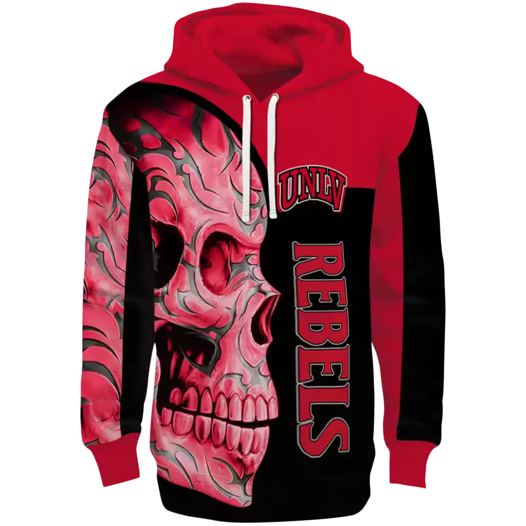 unlv rebels skull motif red black hoodie best selling unlv rebels skull motif red black hoodie best selling