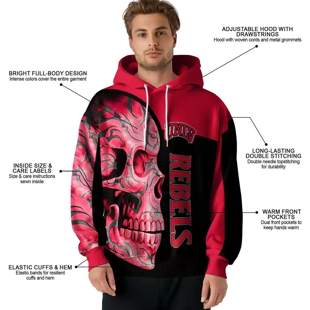 unlv rebels skull motif red black hoodie latest model unlv rebels skull motif red black hoodie latest model