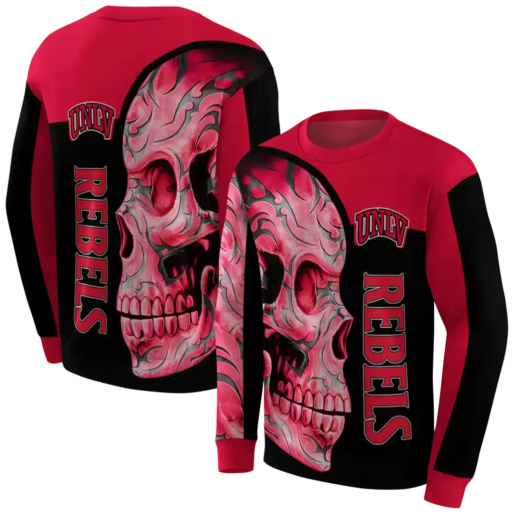 unlv rebels skull motif red black hoodie premium grade unlv rebels skull motif red black hoodie premium grade