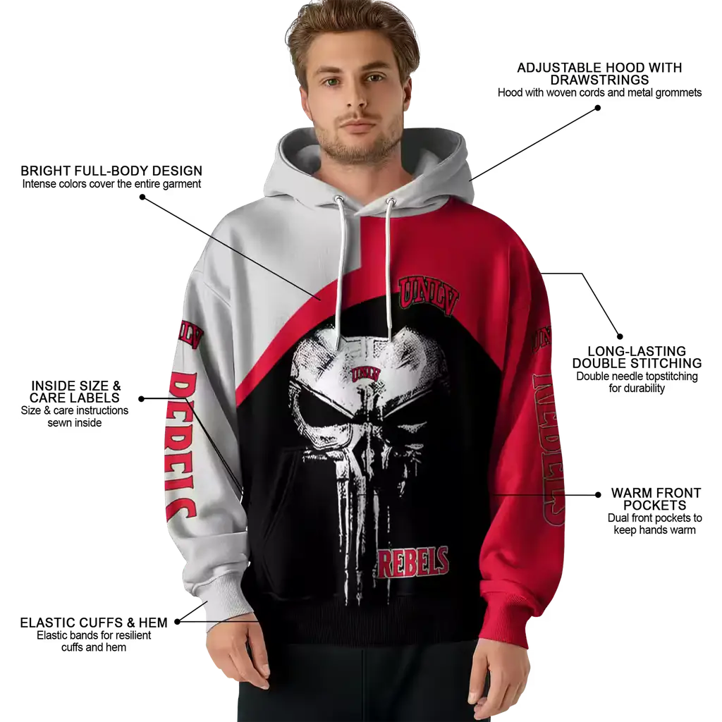 unlv rebels skull punisher gray black hoodie latest model unlv rebels skull punisher gray black hoodie latest model