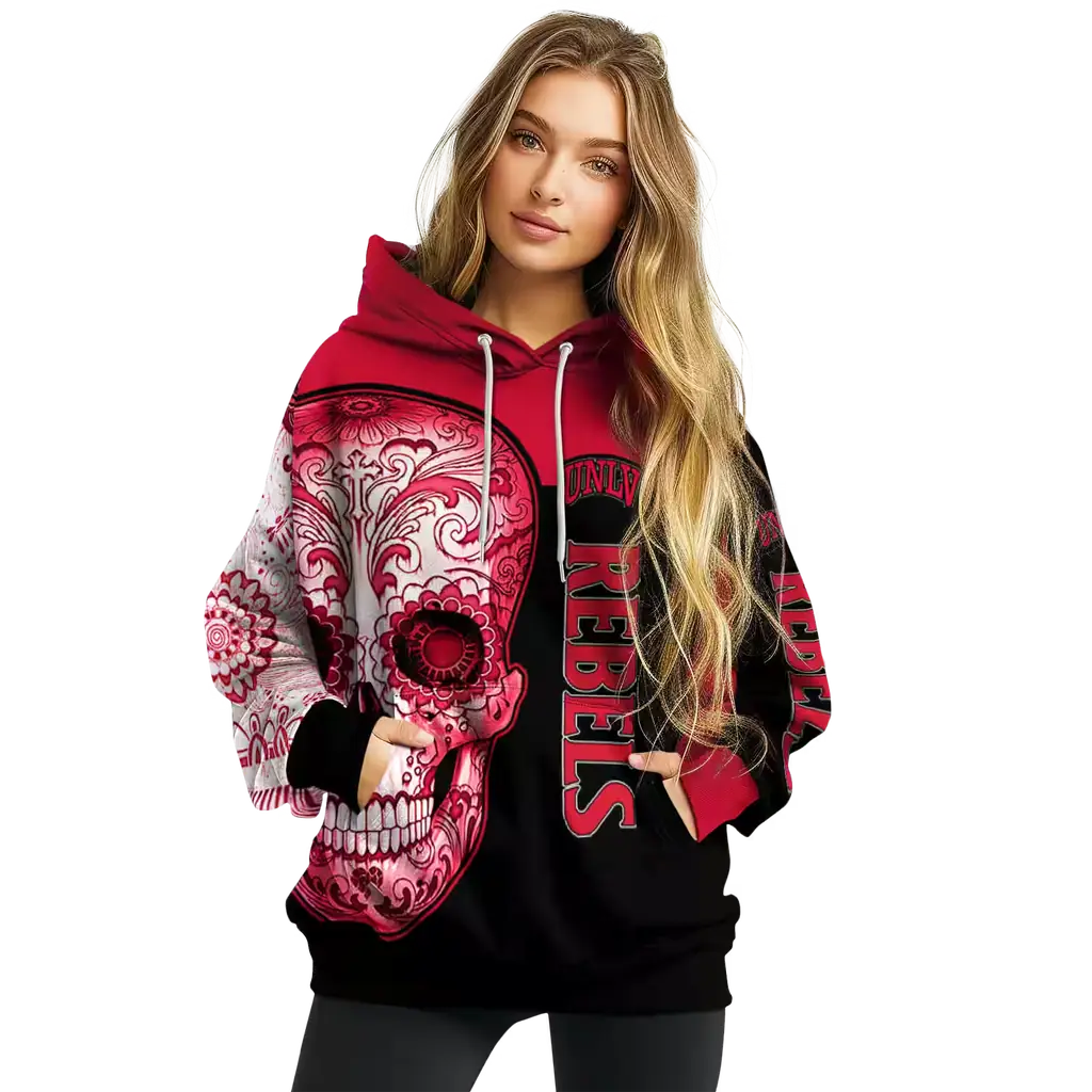 unlv rebels sugar skull red black hoodie high quality unlv rebels sugar skull red black hoodie high quality