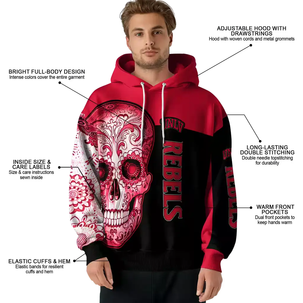 unlv rebels sugar skull red black hoodie latest model unlv rebels sugar skull red black hoodie latest model