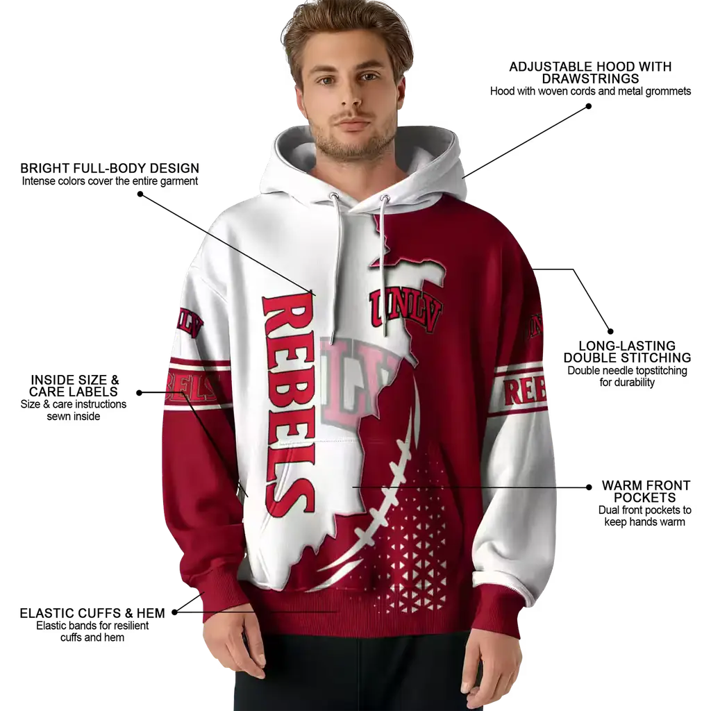 unlv rebels triangular pattern red white hoodie latest model unlv rebels triangular pattern red white hoodie latest model
