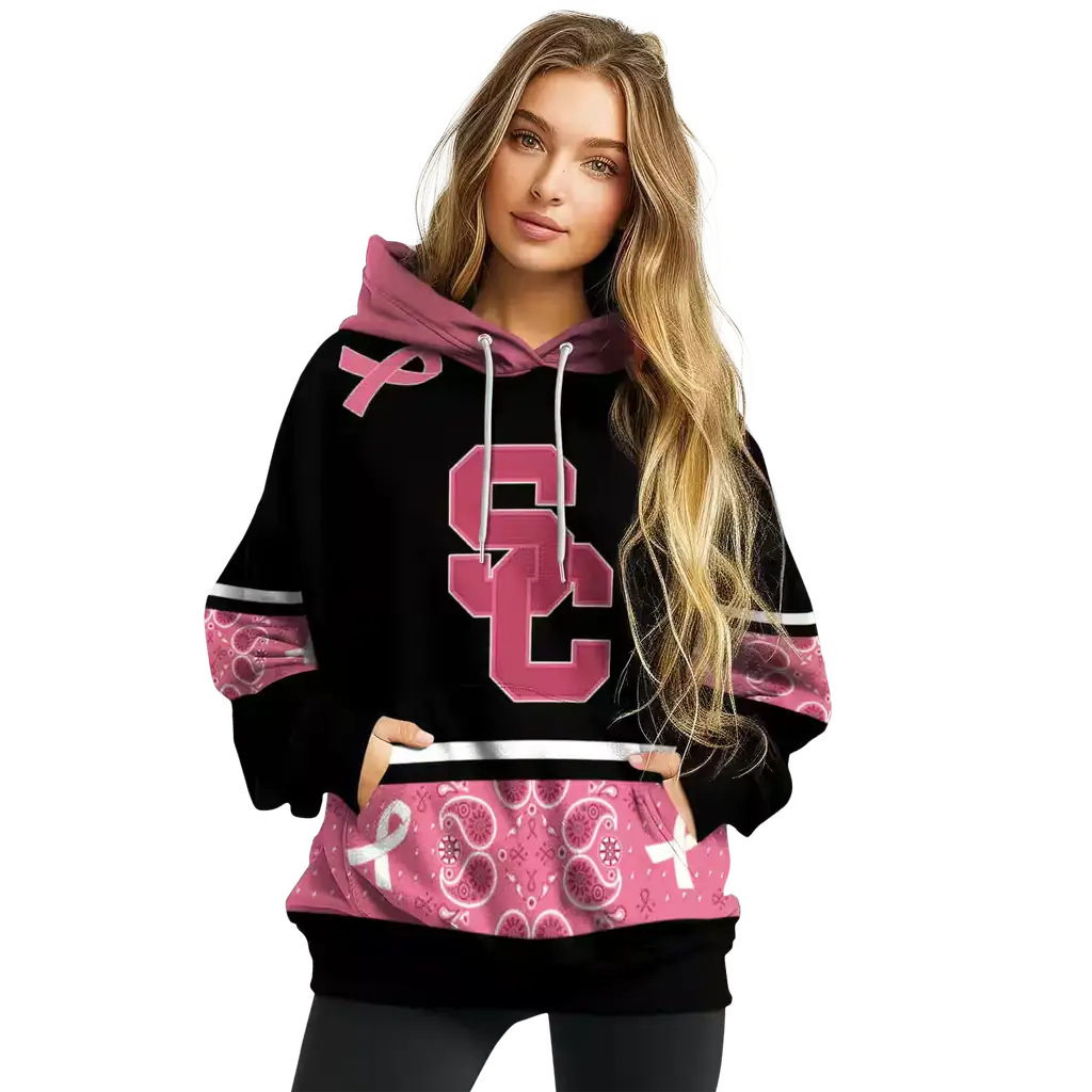 usc trojans awareness ribbon black pink hoodie high quality usc trojans awareness ribbon black pink hoodie high quality