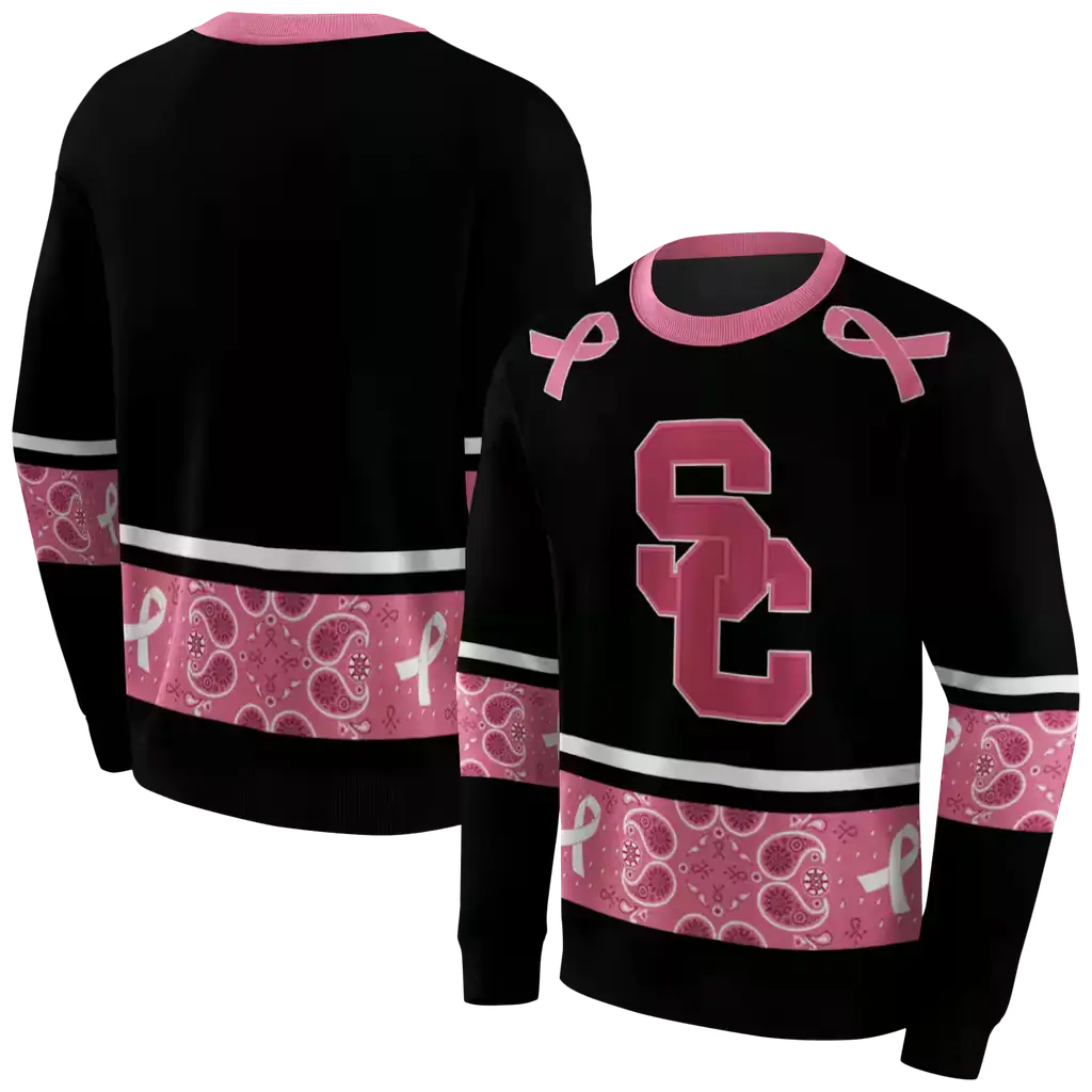 usc trojans awareness ribbon black pink hoodie premium grade usc trojans awareness ribbon black pink hoodie premium grade