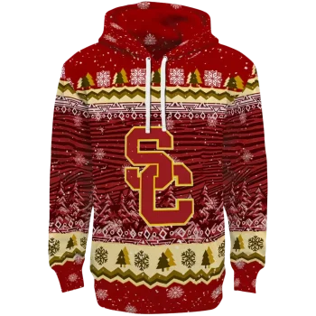 usc trojans christmas trees red hoodie best selling