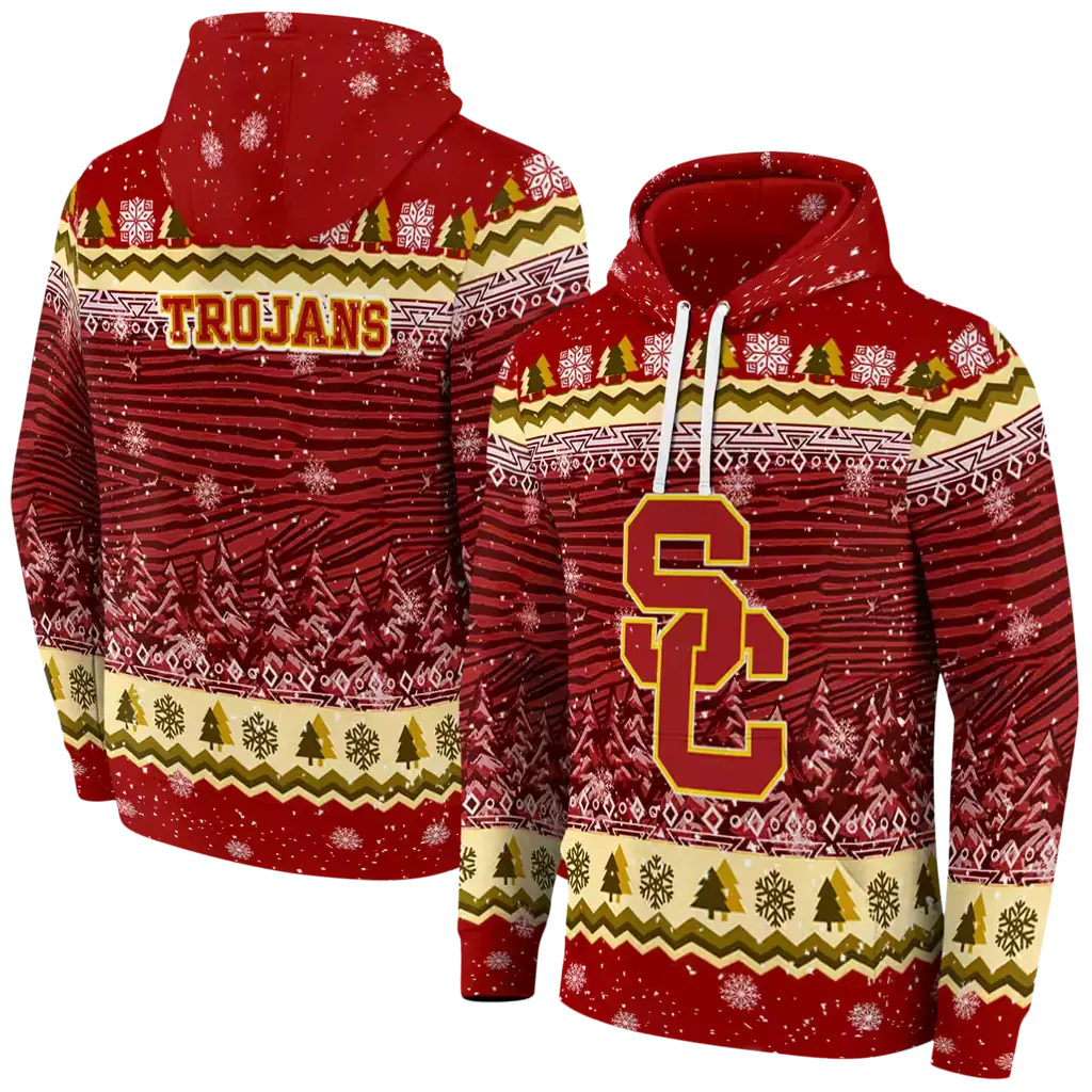 usc trojans christmas trees red hoodie fashion forward usc trojans christmas trees red hoodie fashion forward