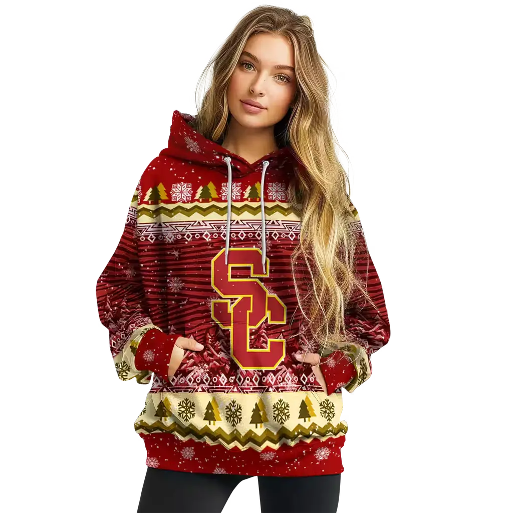 usc trojans christmas trees red hoodie high quality usc trojans christmas trees red hoodie high quality