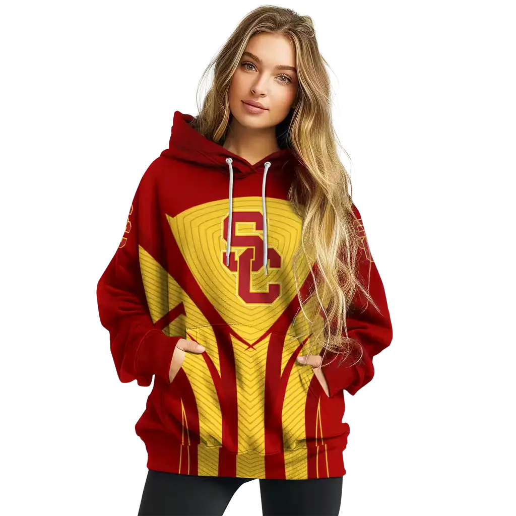 usc trojans concentric lines red black hoodie high quality usc trojans concentric lines red black hoodie high quality