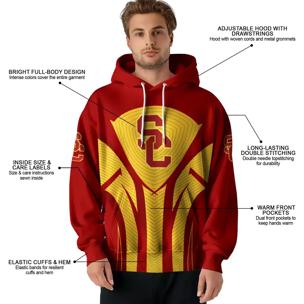 usc trojans concentric lines red black hoodie latest model usc trojans concentric lines red black hoodie latest model
