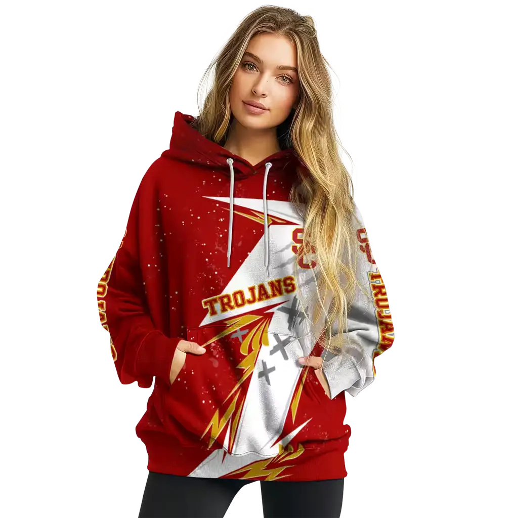 usc trojans dynamic slash red white hoodie high quality usc trojans dynamic slash red white hoodie high quality