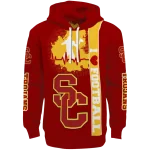 usc trojans football heartbeat red hoodie best selling