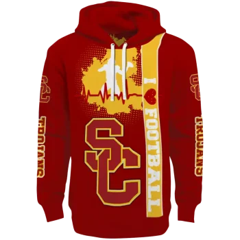 usc trojans football heartbeat red hoodie best selling