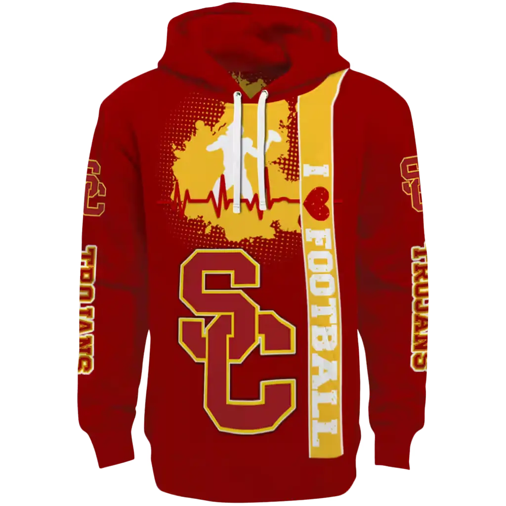 usc trojans football heartbeat red hoodie best selling usc trojans football heartbeat red hoodie best selling