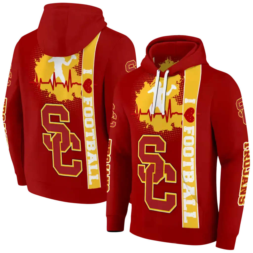usc trojans football heartbeat red hoodie fashion forward usc trojans football heartbeat red hoodie fashion forward