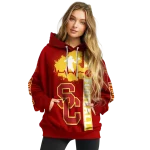 usc trojans football heartbeat red hoodie best selling