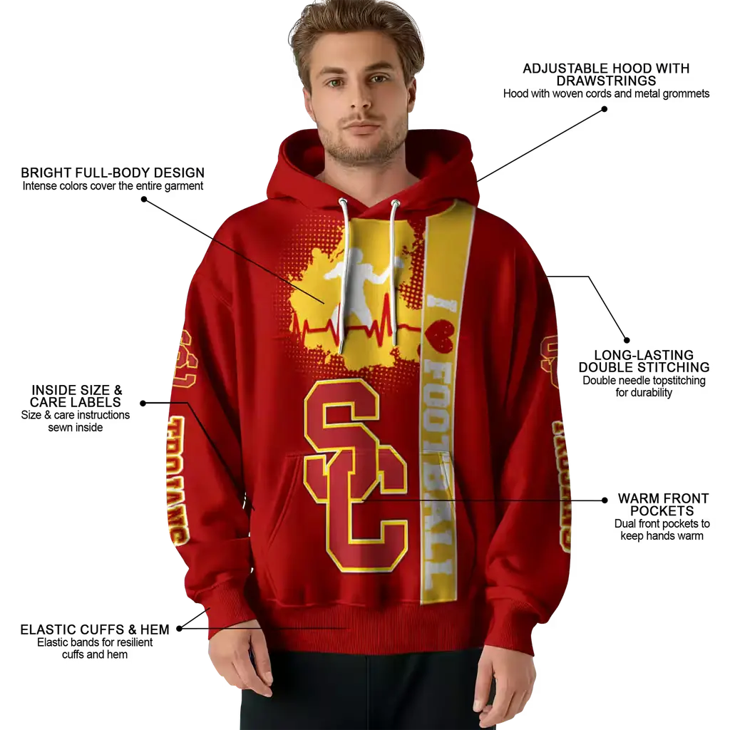 usc trojans football heartbeat red hoodie latest model usc trojans football heartbeat red hoodie latest model