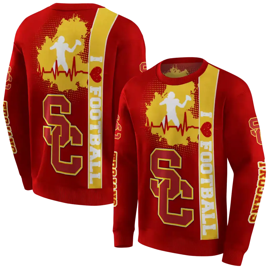 usc trojans football heartbeat red hoodie premium grade usc trojans football heartbeat red hoodie premium grade