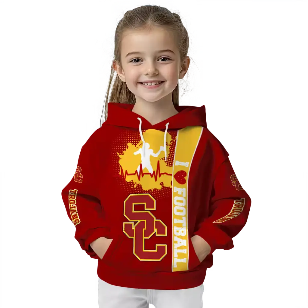 usc trojans football heartbeat red hoodie top rated usc trojans football heartbeat red hoodie top rated