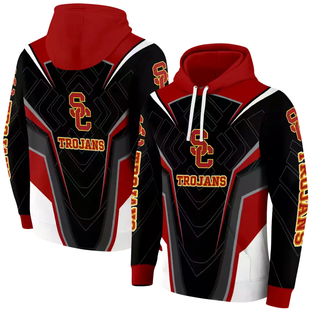 usc trojans futuristic pattern red black hoodie fashion forward usc trojans futuristic pattern red black hoodie fashion forward