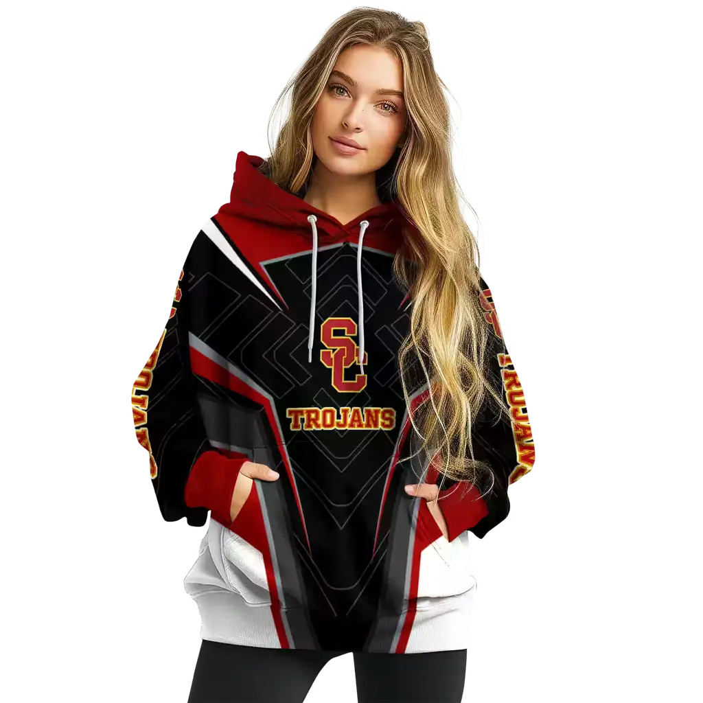usc trojans futuristic pattern red black hoodie high quality usc trojans futuristic pattern red black hoodie high quality