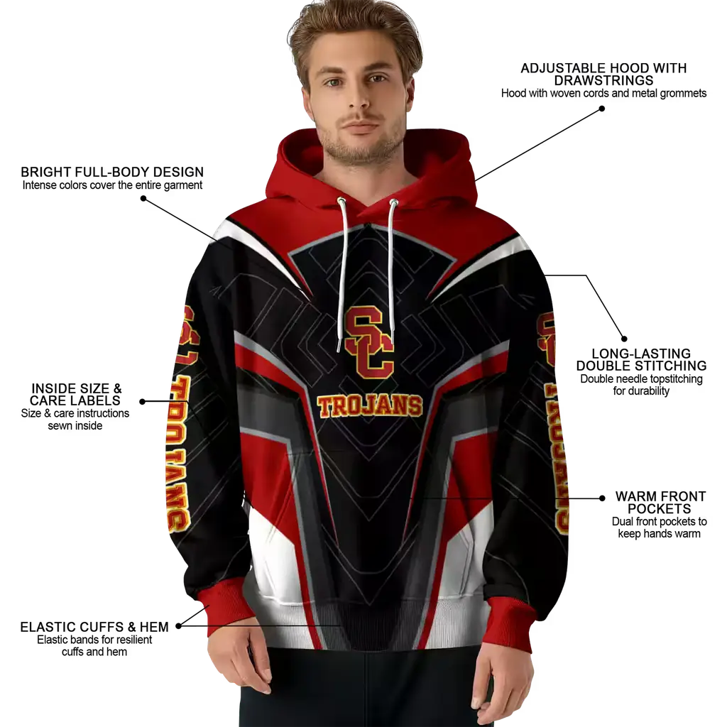 usc trojans futuristic pattern red black hoodie latest model usc trojans futuristic pattern red black hoodie latest model