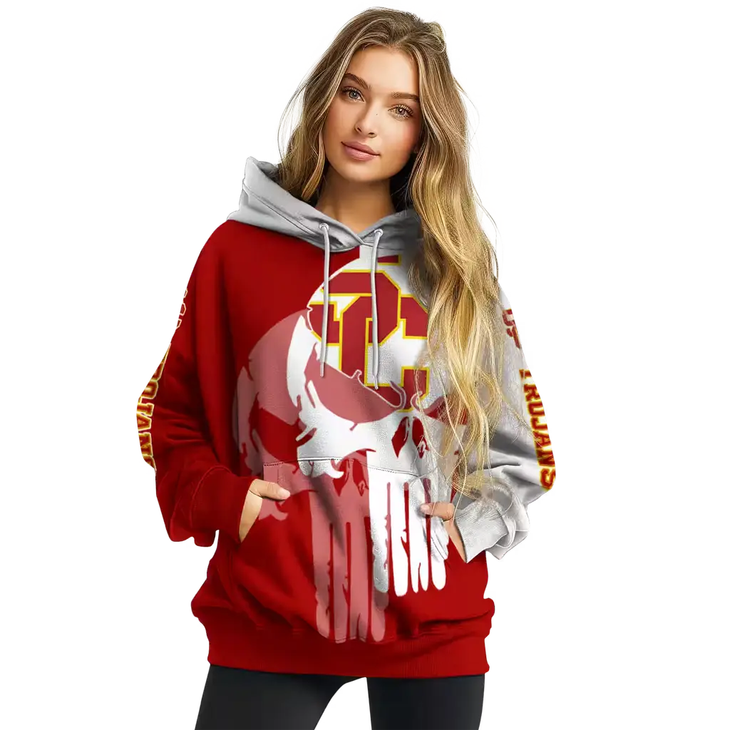 usc trojans graphic punisher red white hoodie high quality usc trojans graphic punisher red white hoodie high quality