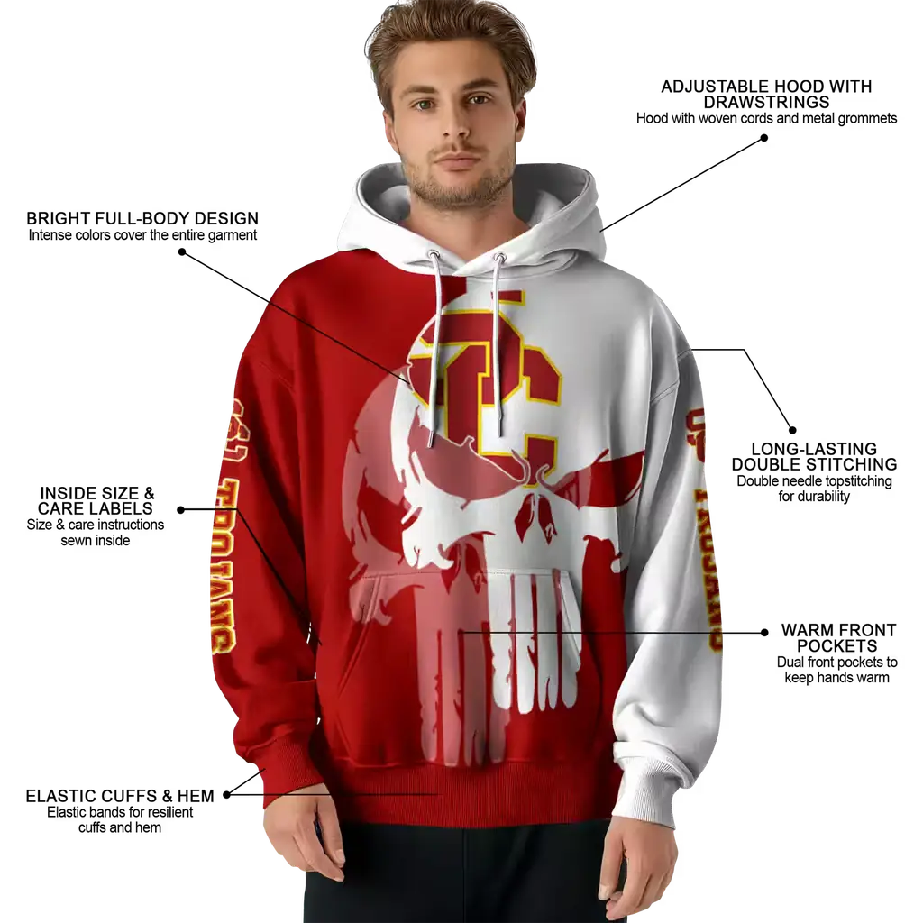 usc trojans graphic punisher red white hoodie latest model usc trojans graphic punisher red white hoodie latest model